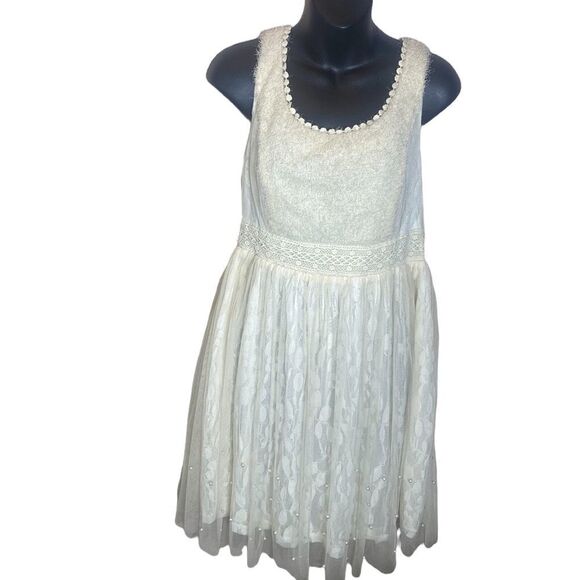 Ryu Anthropologie dress coquette fit & flare eggshell white lace/mesh fairy - Picture 1 of 10